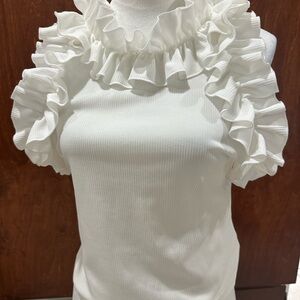 Elegant White Ruffle Top